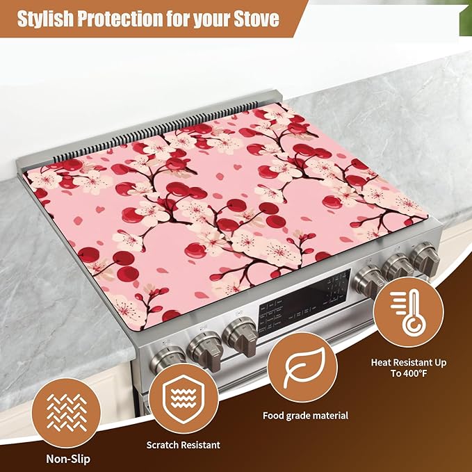 Decorative Electric Stove Top Covers, Heat Resistant Silicone Stove Cover Mat, Stove Top Protectors for Electric Flat Glass Stoves, Adds Extra Counter Space for Small Kitchens and Apartments