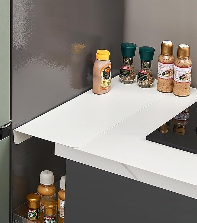 Metal Kitchen Refrigerator Gap Partition Countertop Gap Extension Board, Refrigerator Side Partition, Gap Covers Between Countertop And Walls, No Drill (White, 23.62 * 7.87inch)