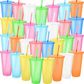 Honeydak 30 Pack Tumbler with Straw and Lid Cups for Gifts Glitter Plastic Coffee Cups 24-27 oz Reusable Water Bottle Iced Coffee Travel Mug Party Favors for Birthdays Travel (Fantasy Color)