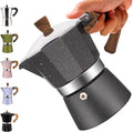 3 Cup Aluminum Moka Pot Classic Stovetop Espresso Coffee Maker 150ml 5oz Coffeemaker Percolator Mocha Pot Greca Coffee Maker Cafe Makers for Italian and Cuban Café Brewing Gray