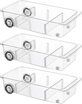 LXLXXL Fridge Organizer Bins With Wheels, 3 Pack Roll Out Refrigerator Organizers And Storage Refrigerator Drawer With Dividers, Upgrade Thick Plastic Pantry Storage Bins, Kitchen Organization