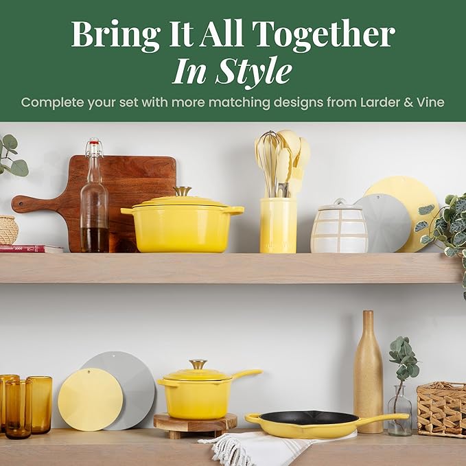 Larder & Vine Silicone Trivets for Hot Pots and Pans | Set of 4 Round Hot Pads for Kitchen | 7” & 9” Trivets for Hot Dishes | Heat-Resistant Silicone Mats for Kitchen Counter | Limoncello