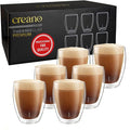 Creano Premium Double-Walled Drinking Glasses 12.5oz / 400 ml - Set of 6 - Professional Quality - 100% Dishwasher Safe | 100% dishwasher safe thanks to GastroSeal seal therefore catering quality - double wall glass