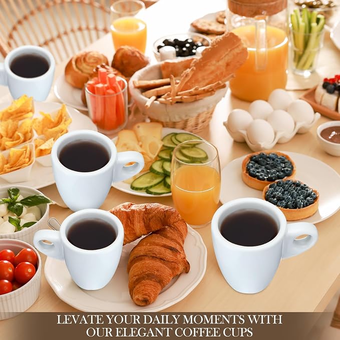 Reallnaive 16 Pcs 1.7 oz Porcelain Espresso Cup Set White Tiny Ceramic Coffee & Tea Mugs for Cafes Offices Homes and Restaurants