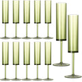12 PCS Green Champagne Flutes Plastic 5.4OZ Clear Acrylic Champagne Glasses Long Stem Champagne Flutes Sparkling Wine Glasses Sage Green Champagne Glasses FOR Wedding Cocktail Cups Cava Prosecco
