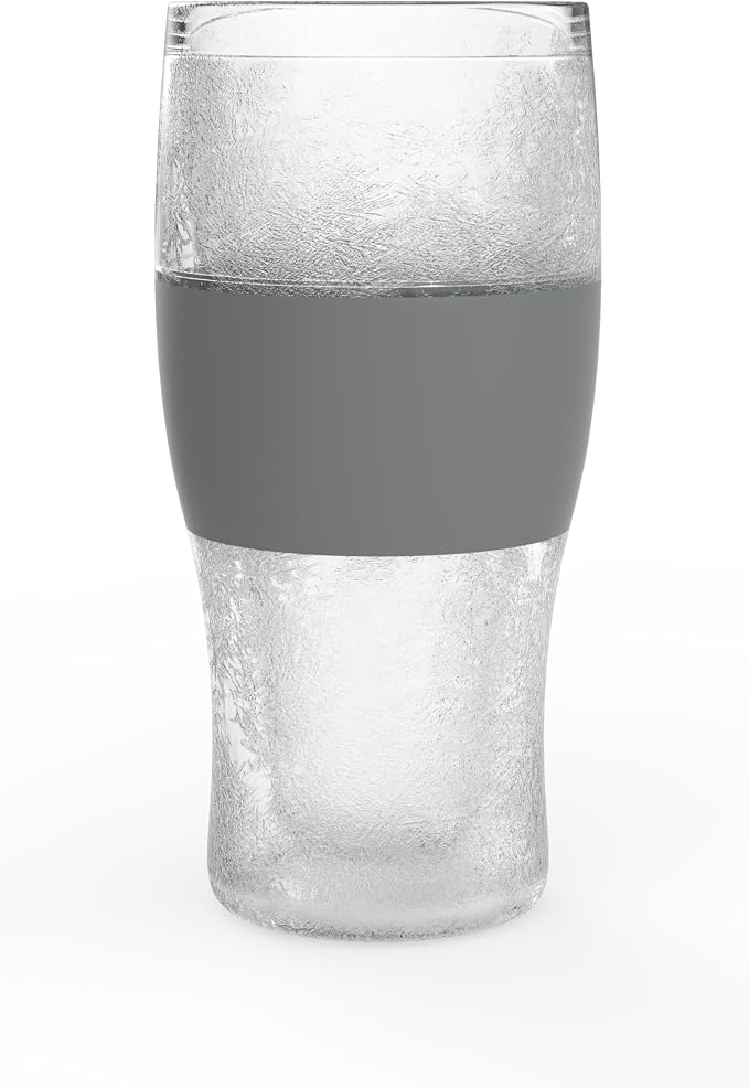 Host Freeze Beer Glasses, Frozen Beer Mugs, Freezable Pint Glass Set, Insulated Beer Glass to Keep Your Drinks Cold, Double Walled Insulated, 16oz, Grey