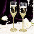 Gold Champagne Flutes -His and Hers,Wedding Toasting Glasses for Wedding,Engagement Celebrations, Bridal Shower and Registry Idea,Wine Glasses for Bride and Groom Gifts,7oz (Light Glod)