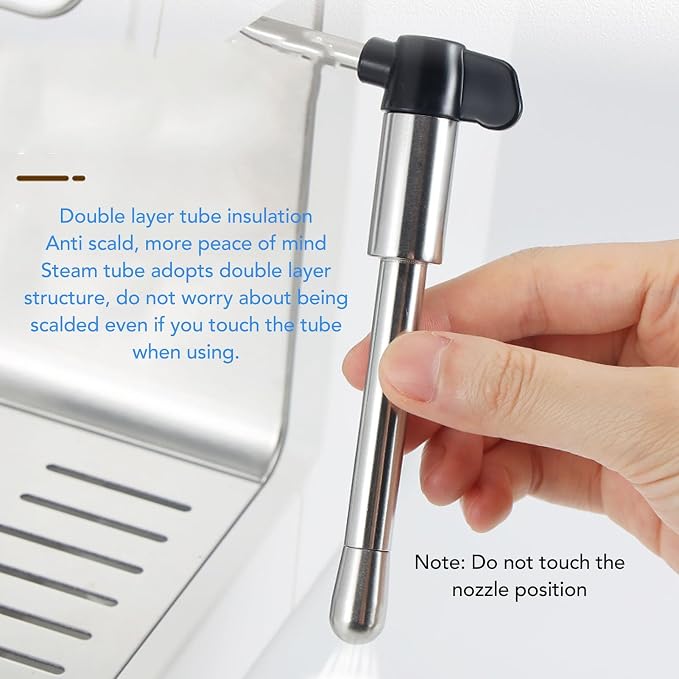 Coffee Machine Steam Nozzle, Stainless Steel Steam Wand Reusable Coffee Maker Tube Nozzle Tip Steam Spout for EC685 Espresso Machine for Home Kitchen Cafe Milk Tea Shop Latte Art