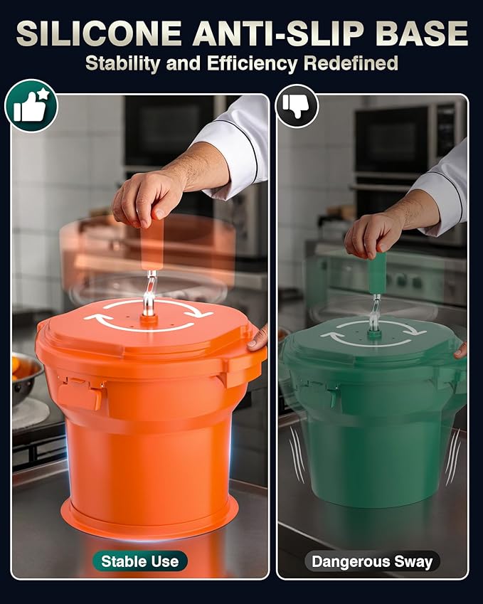 WantJoin Commercial Salad Spinner - 2 Gallon Salad Dryer w/Silicone Anti-slip Mat & Draining Hose, 10Qt Manual Salad Spinner for 3 Heads of Lettuce Spinner Large for Catering
