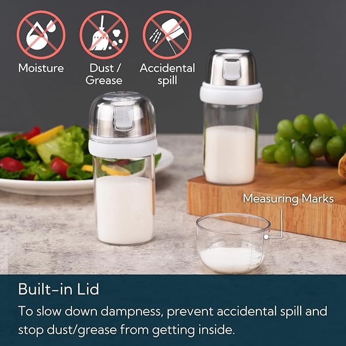 KITCHENDAO Precision Pour Glass Oil Dispenser and 2 in 1 Glass Salt Shaker
