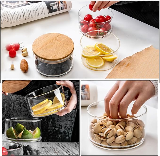 4Pcs Stackable Food Storage Jar with Lid Insect High Borosilicate Glass for Meal Prep and Fresh Bowls Versatile Kitchen Container for Snacks Fruits and More