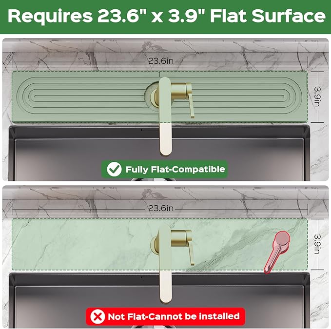 23.6 Inch Stone Faucet Mat for Kitchen Sink Splash Guard - Diatomite Quick Dry Stone Mat Kitchen Sink Protectors, Water-Absorbent Faucet Handle Drip Tray (Gray, 23.6" x 3.9")