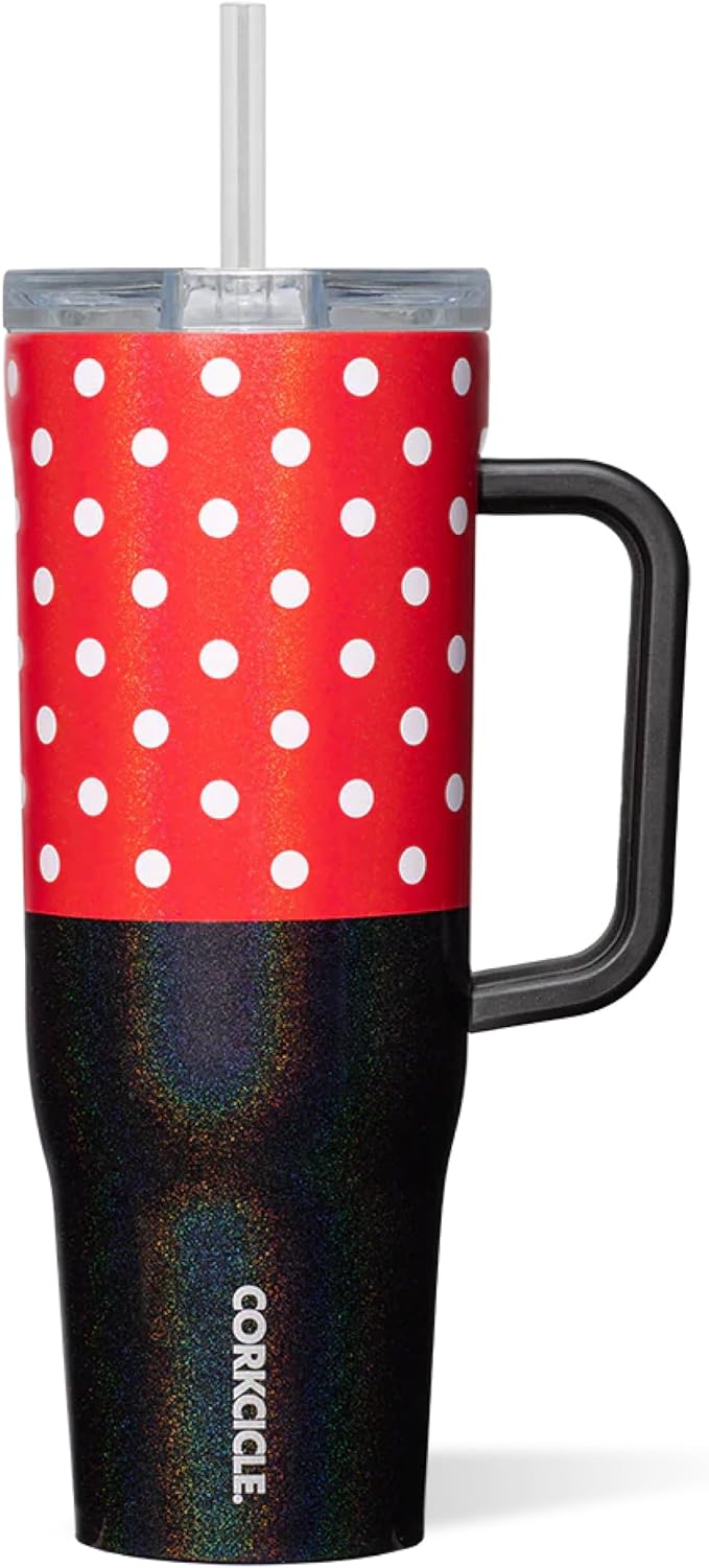 Corkcicle Cruiser Insulated Tumbler with Handle & Straw - Keeps Beverages Cold 20 Hours - Triple Insulated - Summer Drinkware Gift - Keeps Drinks Ice Cold - 40 oz - Minnie Mouse
