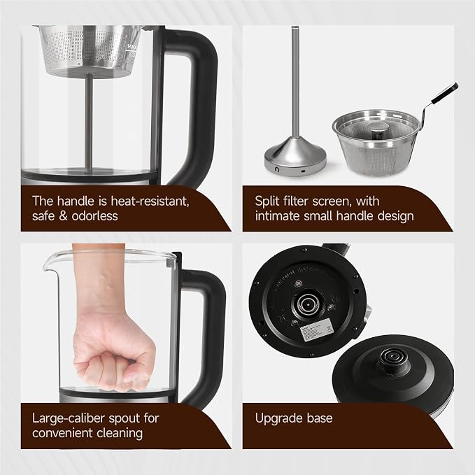 oudim Drip Electric Coffee Maker and Electric Kettle, 600 Watts, 1.2L, BPA-Free, Glass and Stainless Steel, Tea Kettle