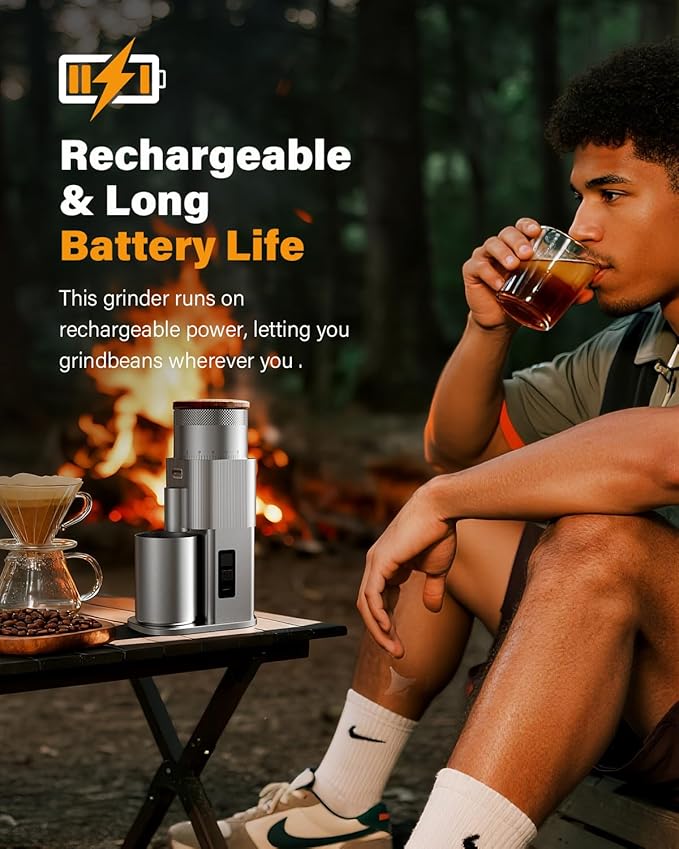 SHARDOR All-Metal Single-Dose Coffee Grinder – Quiet DC Motor, Home-use Espresso Grinder, Burr Coffee Grinder, with 80 Settings and an LED Power Display，Silver