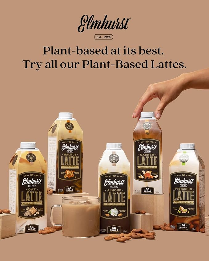 Elmhurst 1925 Maple Walnut Latte – Plant-Based, Vegan, Dairy-Free Plant Milk Latte Made of Walnut Milk, Cold Brew Premium Arabica with 95mg Caffeine & Real Maple & Brown Sugar – 25.4oz (Pack of 6)