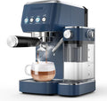 MAttinata Cappuccino Machine, Espresso Machine with Automatic Milk Frother | Compact Coffee Maker, 20 Bar Italian Pump, Adjust Hot Milk Foam, Barista Latte Art, Small for Home, Stainless Steel, Blue