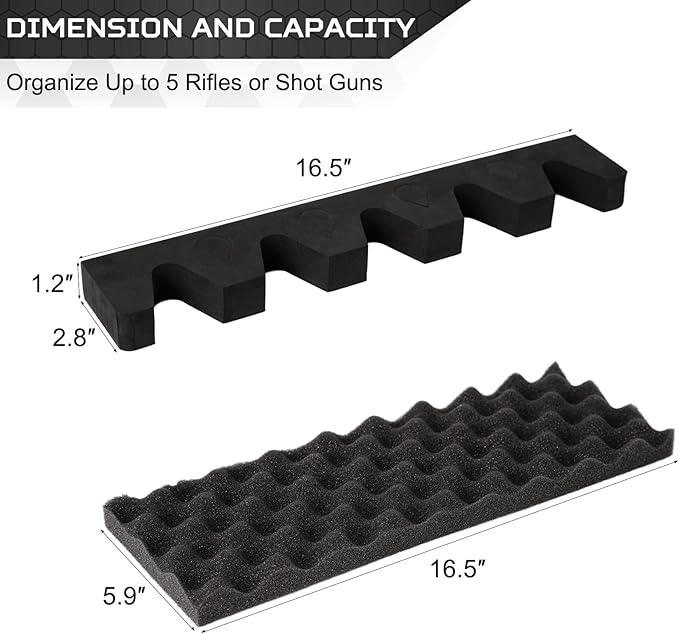 OCQOTAT Gun Rack for Gun Storage, Gun Safe Accessory for Rifles and Shotguns, Gun Holder in Gun Cabinet, Shotgun Rifle Rest, Foam Material with Magnetic Strip and Hook Strip , Gifts for Hunters