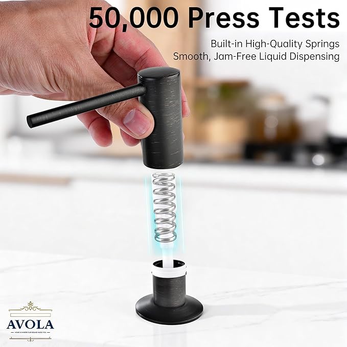 Avola Oil Rubbed Bronze Soap Dispensers with Brass Pump, 17OZ Bottle Soap Dispensers for Kitchen Sink,Commercial Liquid Dish Dispenser, Bronze Built in Sink Soap Dispenser