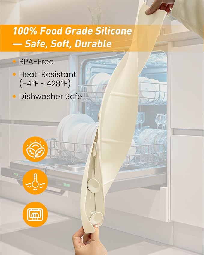 Kitchen Sink Splash Guard 23" 18" 30" Silicone Water Guard with Strong Suction Cups, Faucet & Countertop Protector, Bathroom & Sink Edge Splash Guard Strip, Dishwasher Safe-Cream 23"