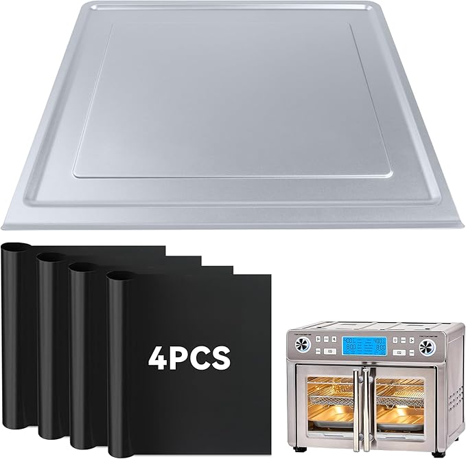 Crumb Tray Replacement for Emeril Lagasse 25 Qt Air Fryer, Drip Tray with 4 Pack Reusable Oven Liners Replacement Part Accessories for Ninja DT251 DT501