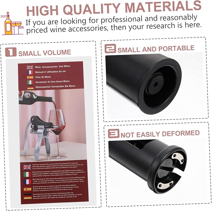 6-Piece Wine Accessories Set Includes Rotary Bottle Opener Vacuum Wine Stoppers Pourer and Foil Cutter for Home Entertaining and Lovers