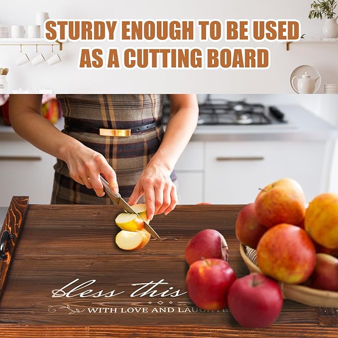 Patelai Noodle Board Stove Wooden Cover Stove Top Cutting Board with Handles 27.5 X 21.6 Inches Sink Cover for Electric Gas Burners Kitchen Counter Space(Blessing Style)