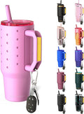 Frost Buddy 40 oz Thicc Buddy Tumbler with Silicone Sleeve – Customizable with Budz Charms, Insulated Stainless Steel Cup with Handle & Straw, Leak-Proof, Cup Holder Friendly, Gift for Men & Women