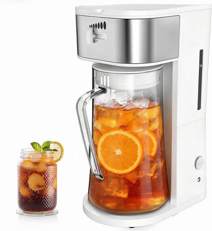 Iced Coffee Tea Maker With Reusable Filter Basket 3 QT Pitcher Iced Tea And Coffee Machine, Tea Makers For Iced Tea, Lattes, Lemonade And Flavored Water (3QT 2)