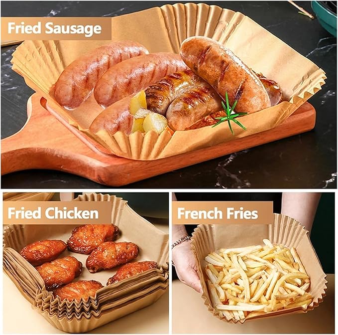 Large Air Fryer Disposable Paper Liners Nonstick 23cm Oven Airfryer Parchment Baking Paper ，Compatible For Ninja，Compatible For COSORI ，Grill Cooking Basket(20cm round,50PC)