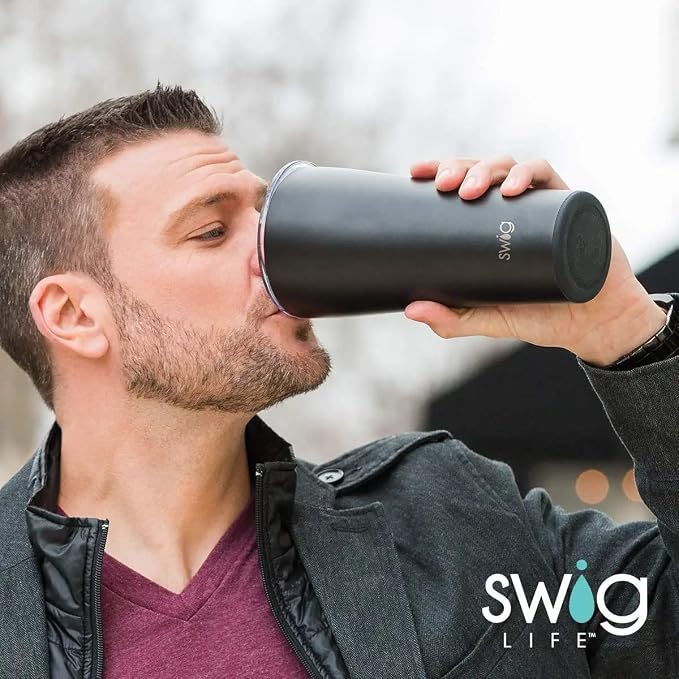 Swig Life 22oz Tumbler, Insulated Coffee Tumbler with Lid, Cup Holder Friendly, Dishwasher Safe, Stainless Steel, Large Travel Mugs Insulated for Hot and Cold Drinks (All American)