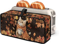Thanksgiving Toaster Cover 2 Slice Water-Resistant Folding 2 Slice Slim Toaster Cover, Cat Maple Leaf Print Dustproof Protective Covers for Small Appliance