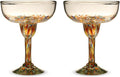 Twine Segunda Vida Artistico Margarita Bar Glasses, Mexican Margarita Glasses Margarita Set Home Cocktail Bar Gifts, 100% Recycled Glass, Multicolor 10oz Set of 2