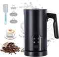 Electric Milk Frother Automatic Hot & Cold Foam Maker Auto Shut-Off Durable Stainless Steel Milk Frother with 4 Functions Enjoy Perfect Milk Froth in 2 Min for Coffee, Latte, Macchiato (Black)