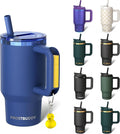 Frost Buddy Thicc Buddy - 16 oz Stainless Steel Vacuum Insulated Tumbler with Lid and Straw for Water - Travel Mug Cupholder Friendly - Gifts for Women Men Him Her (Navy)