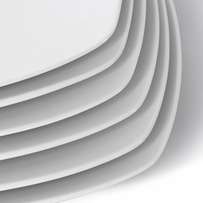 Elama Professional Kitchen 12 Piece Porcelain Dinnerware/Tableware Set (Square Dinner Plate White)