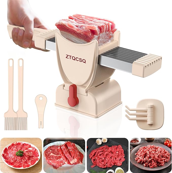 Fresh Meat Slicer Cleaver Kitchen Knife Set, 17 in 1 Stainless Steel Cleaver Kitchen Knife, Slice, Shred, Chop, Meal Prep, Beef Pork Mutton for Home Cooking BBQ Hot Pot Meat Slicer -Red