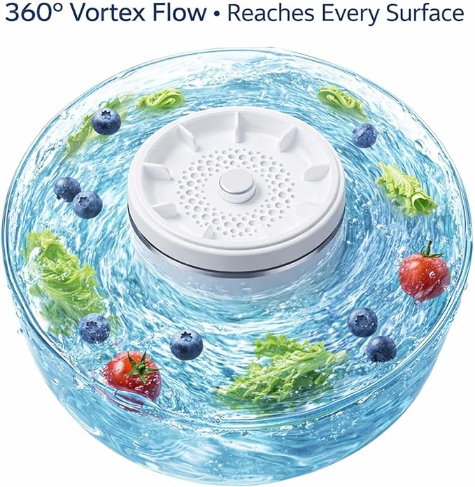 2026 Upgraded Fruit And Vegetable Washing Machine,Titanium Electrolysis Produce Cleaner,Ipx7 Waterproof Cordless Device For Berries & Meat For Fruits, Vegetable & More (2PCS)