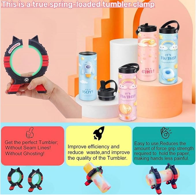 3-in-1 Size Tumbler Clamp for Sublimation,Cup Cradle for Crafting Tumblers,Sublimation Cup Holder Clamp for 15oz 20oz 30oz Cups,Mug Clamps for Sublimation,Tumbler Wrapper(Black)