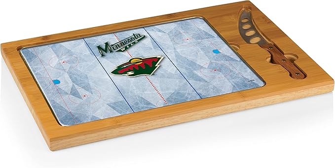 PICNIC TIME NHL unisex-adult NHL Icon Glass Top Cutting Board & Knife Set