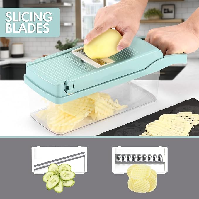 Ourokhome Mandoline Vegetable Chopper Food Slicer, Cheese Grater Shredder, Upgrade Meat Chopper and Stirrer for Kitchen