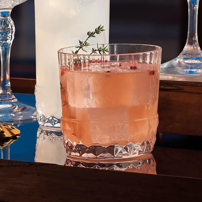 Bormioli Rocco America '20s 12.5 oz. Double Old Fashioned DOF Glasses, Clear, Set of 4