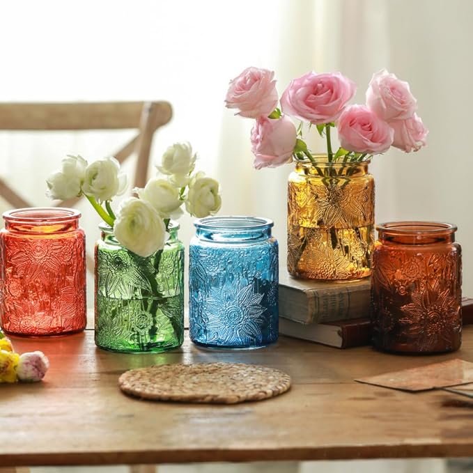 ANSQU Set of 2 Vintage Glass Kitchen Storage Jars, 23.7 FL OZ Gass Jar with Airtight Lid, Vintage Mason Jars for Home Kitchen Coffee Tea Sugar Cookie Candy Jars (Yellow, 2 Pack)