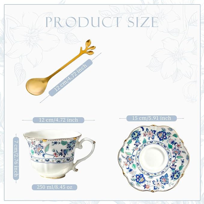 TATSUMI Bone China Tea Cup and Saucer Set (Purple, 1 set)