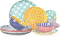 Selamica Ceramic Plates and Bowls Sets,12 Pieces Dinnerware Sets for 4,Scratch Resistant Dish Set,Dishwasher & Microwave Safe, Assorted Colors