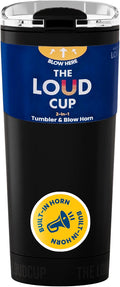The LoudCup Blow Horn Tumbler, Cheer & Sip 2-in-1 Reusable Water Bottle with Built-In Horn for Sports Games, Tailgates, Parties & Events, BPA-Free, 16 oz, Jet Black