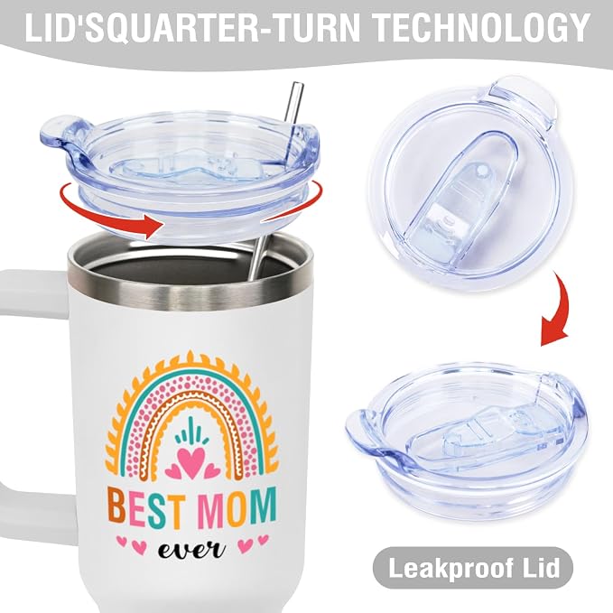 LHSCVUFASC Mothers Day Gifts for Mom from Daughter Son, Best Mom Ever Tumbler for Mother Wife, Christmas Birthday Gifts Ideas for Moms, Mama 40Oz Insulated Tumbler Cup