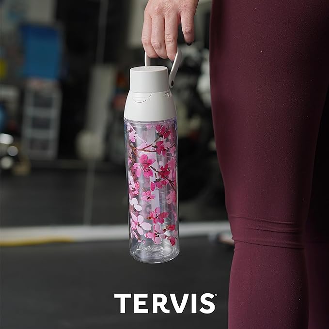Tervis Inkreel - Apricot Petals Made in USA Double Walled Insulated Tumbler Travel Cup Keeps Drinks Cold & Hot, 24oz Venture Lite Water Bottle, Classic