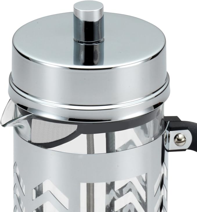 BonJour Coffee Glass and Stainless Steel French Press, 33.8-Ounce, Chevron