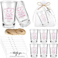 Pickmesh 25 Sets Baby Shower Shot Glasses for Guests Include Acrylic Clear Shot Glasses Thank You Cards Organza Bags Babies Shower Gifts for Gender Reveal Party Supplies (Elephant Girl)